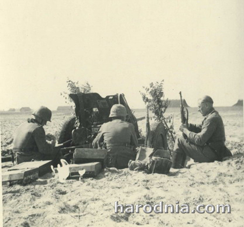 нямецкая супрацьтанкавая 3.7 см гармата і разлік.раён Гродна.чэрвень 1941г