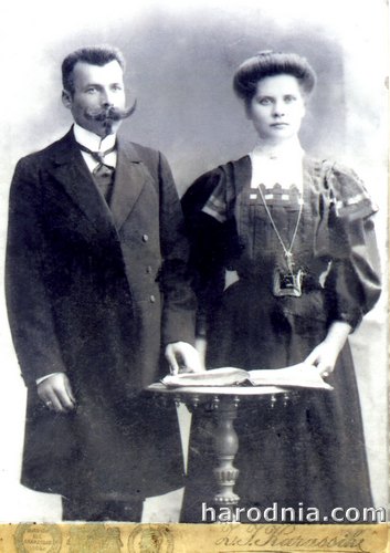 Антон Касцевіч з жонкай, брат Макара Краўцова. Гродна, 1908 год. 