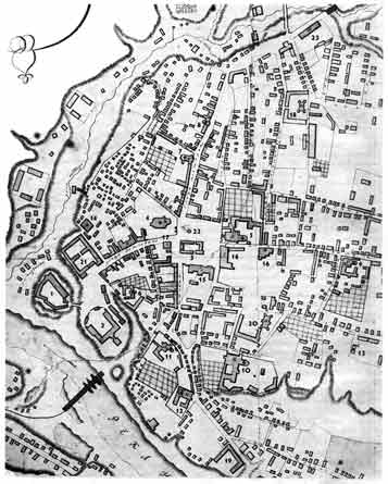 План цэнтральнай часткі горада 1795 года